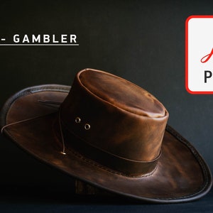 H1 - Gamblers hat Pattern - Size 54 to 62 - PDF patterns - DIY hat cowboy pattern - Customizable - Weather resistant - Heavy duty