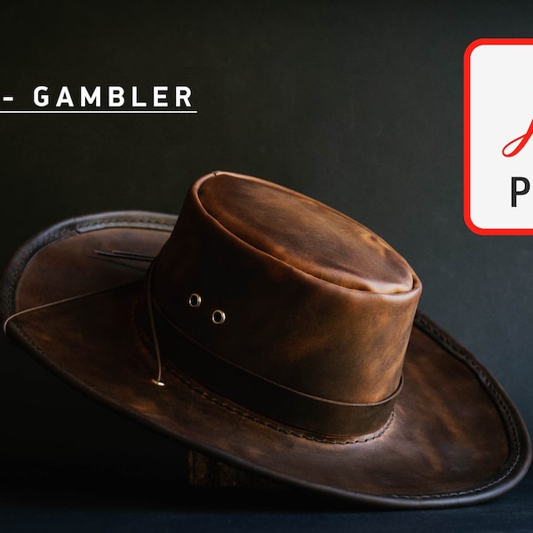 H1 - Gamblers hat Pattern - Size 54 to 62 - PDF patterns - DIY hat cowboy pattern - Customizable - Weather resistant - Heavy duty