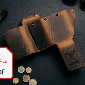 W3 - Origami kaart & geld portemonnee patroon - Downloadbare PDF-leathercraft pdf - slank portemonnee patroon -Olijfmusleer