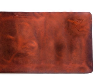 Personalized Desk pad made from Italian crazy horse leather