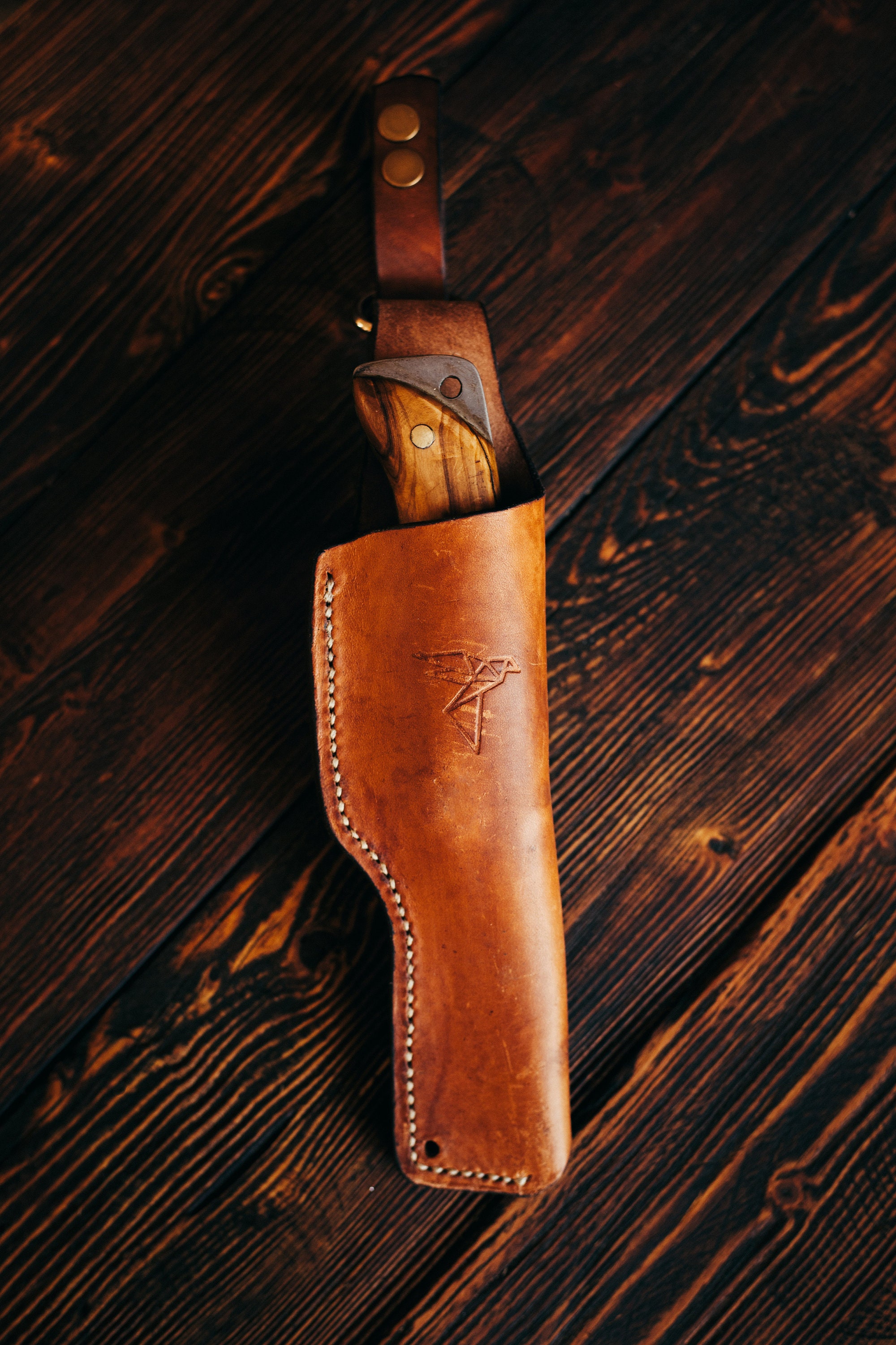 Custom Knife Sheath With Dangler Fullgrain Cretan Vegtan Etsy