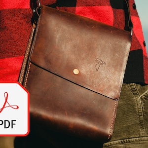 B2 - Cartable/Sac besace, PDF téléchargeable, Patron cuir, Gabarit de couture, Sac bandoulière DIY, Tutoriel PDF sac, pour Homme