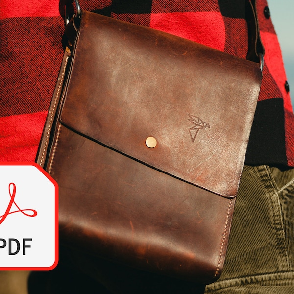 B2 - Satchel/Messenger bag, Downloadable PDF, Leather pattern, Sewing template, DIY shoulder bag, bag PDF tutorial, for Men