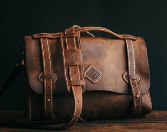 B1 Messenger bag, 15inch laptop bag, Vintage look, Men's and Woman's, Personalized bag, Shoulder Briefcase, Handmade