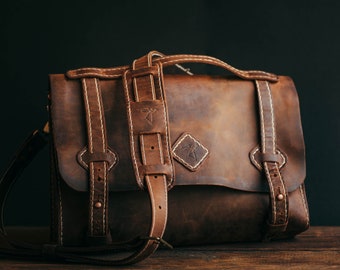 B1 Messenger tas, 15inch laptop tas, Vintage look, mannen en vrouwen, gepersonaliseerde tas, schouder aktetas, handgemaakte