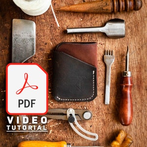 W2 - Patrón minimalista de tarjeta y billetera en efectivo -Video tutorial- PDF descargable- pdf de artesanía en cuero - patrón de billetera delgada -Cuero de gorrión oliva