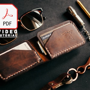W1H - Patrón minimalista de tarjeta plegable y billetera en efectivo - PDF descargable- pdf de artesanía en cuero - patrón de billetera delgada -Cuero de gorrión oliva