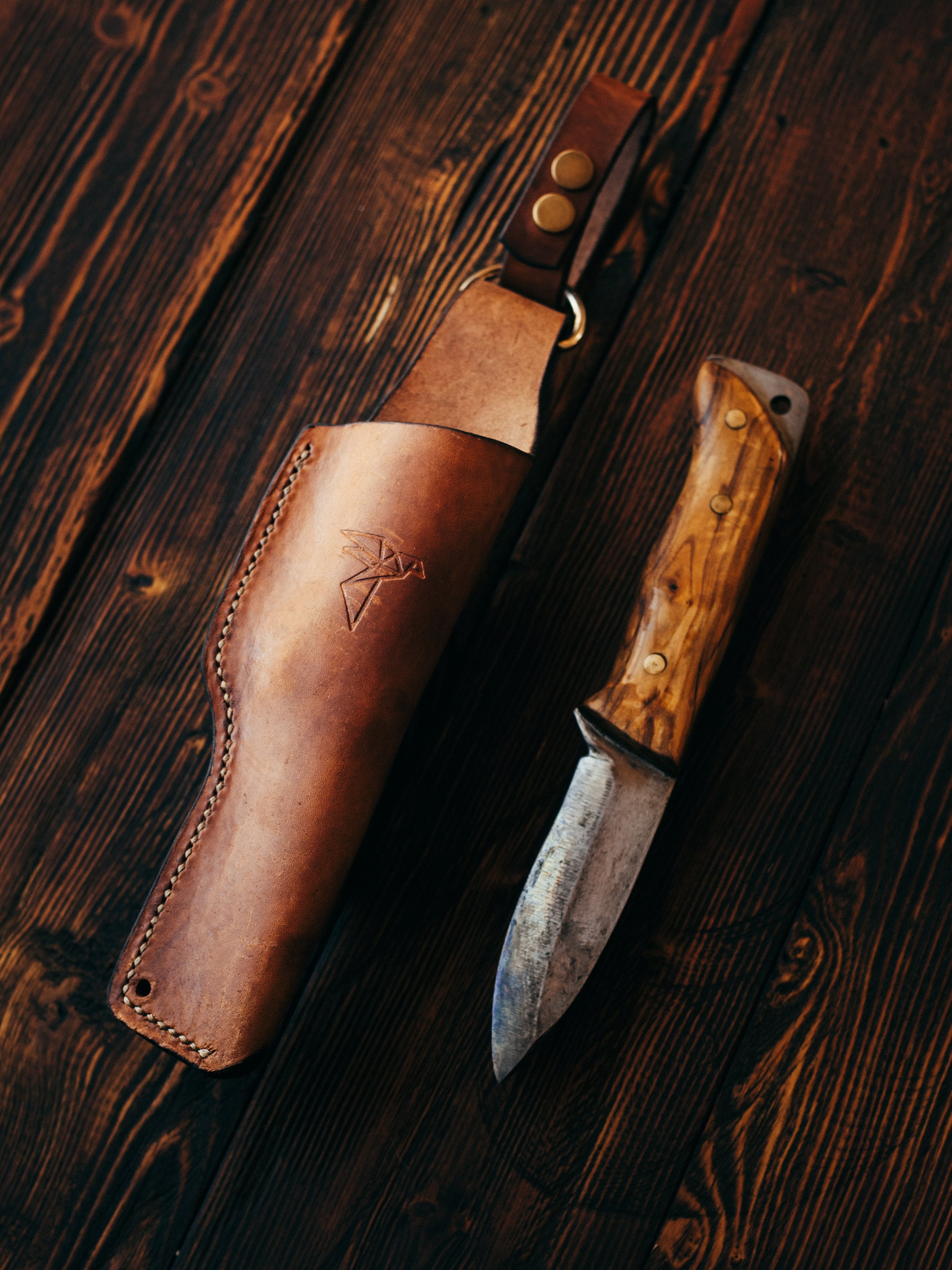 Custom Knife Sheath With Dangler Fullgrain Cretan Vegtan Etsy