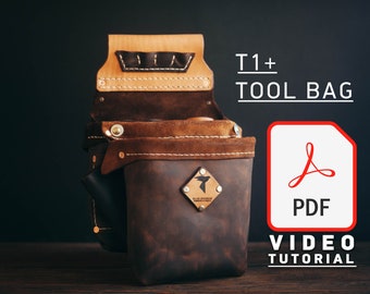 T1+ - Tool bag system, Downloadable PDF, Leather pattern, Sewing template, DIY tool bag, bag PDF, For Carpenters, Electrician, Plumbers