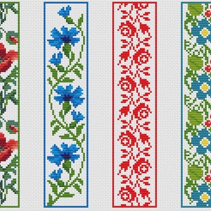Floral Bookmark Cross Stitch Pattern: Wildflower Embroidery (Digital Download)