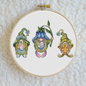 Easter Gnomes Cross Stitch Pattern: Bunny & Chicken (PDF Pattern)