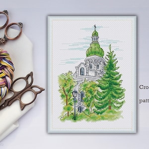 Cathedral Cross Stitch Pattern: Modern Embroidery Design (PDF)