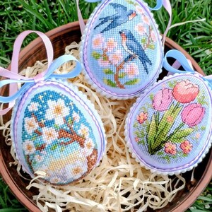 Mini Easter Cross Stitch Pattern Set: Spring Birds, Tulips (digital ...