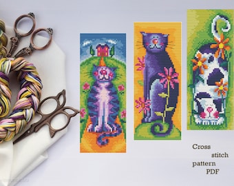 Cat Bookmark Cross Stitch Pattern: Modern Embroidery (PDF Pattern)