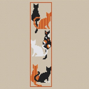 Cat bookmark cross stitch pattern , cute cross stitch , book lovers gift idea ,easy xstitch for beginners ,school diy, do it yourself imagem 10