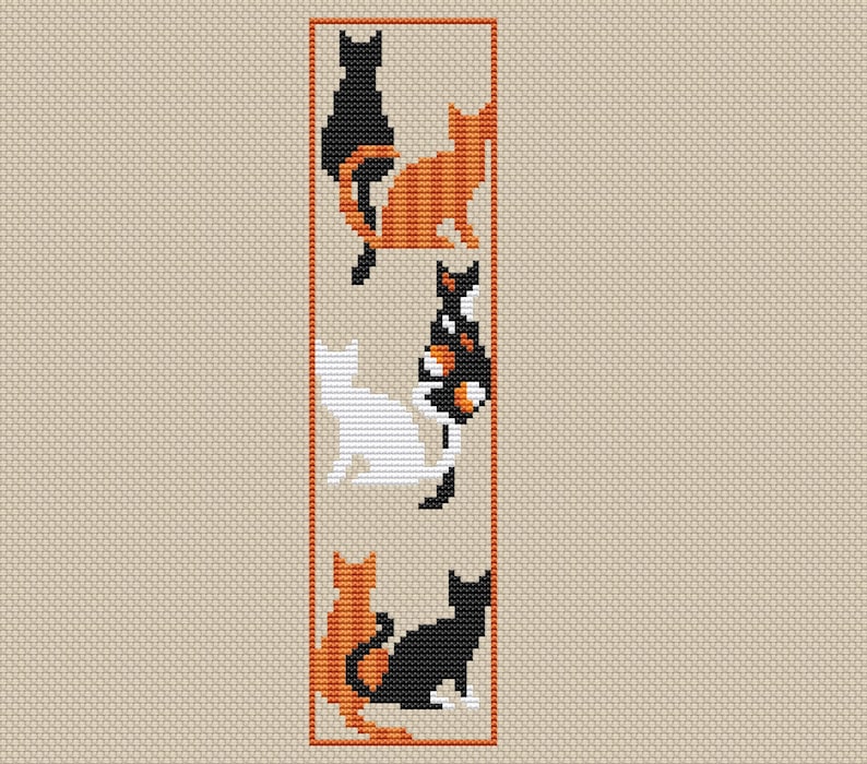 Cat bookmark cross stitch pattern , cute cross stitch , book lovers gift idea ,easy xstitch for beginners ,school diy, do it yourself imagem 10