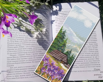 Mountain Landscape Cross Stitch Bookmark Pattern (PDF Download)