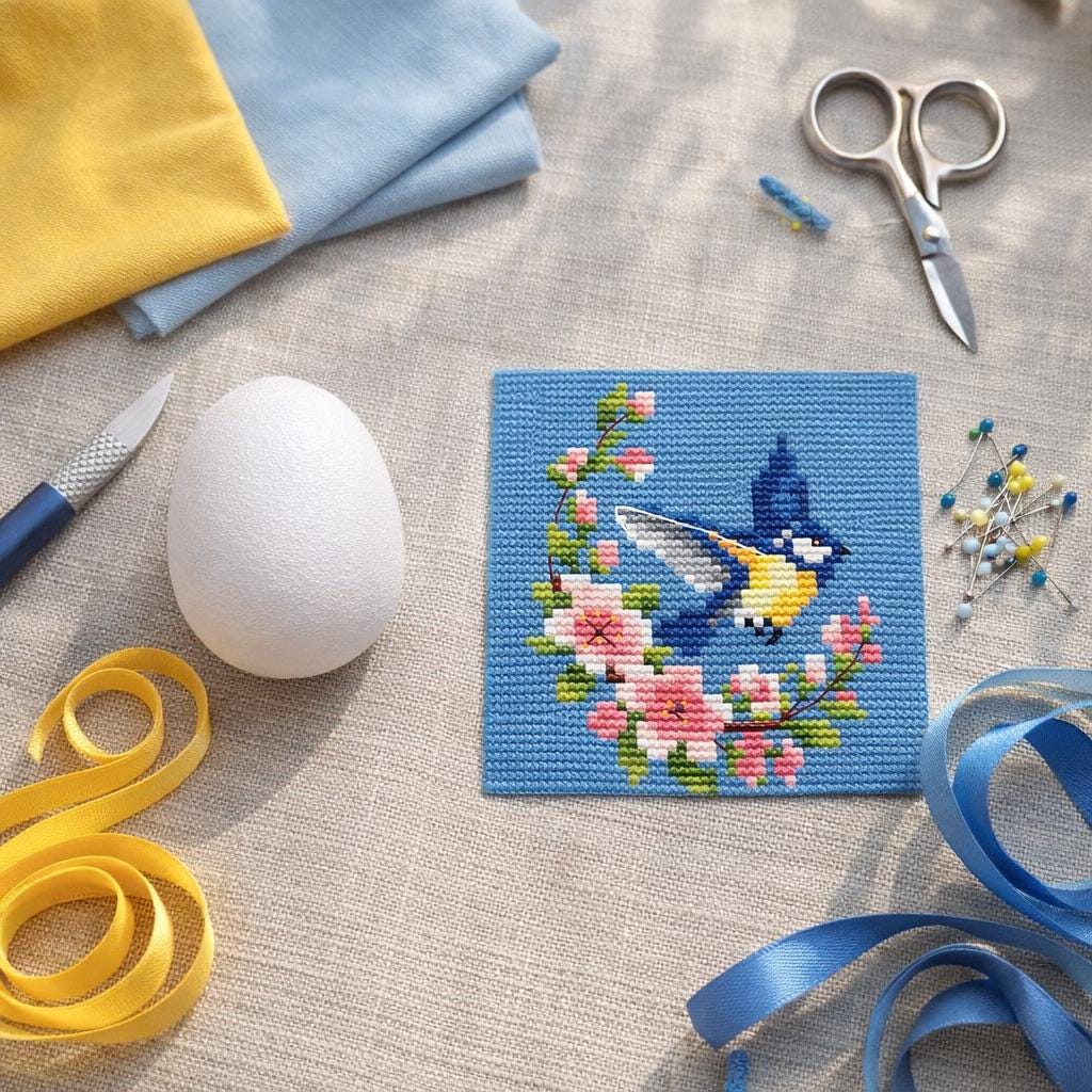 Mini Easter Egg Cross Stitch Patterns, Spring Birds, Small Embroidery ...