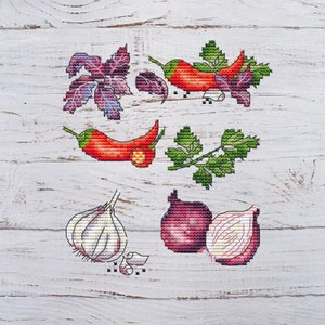 Kitchen decor cross stitch pattern,Spices Cross stitch PDF, embroidery design, modern cross stitch chart