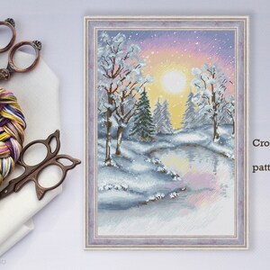 Cross Stitch Pattern Winter forest ,Winter Landscape, Moon, Christmas,Instant Download,home decor,