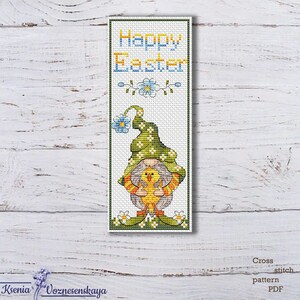 Bookmark Cross Stitch Pattern Pdf Gnome Boy With Chicken Elf Fairy ...