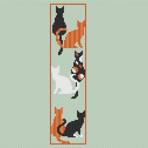 Cat bookmark cross stitch pattern , cute cross stitch , book lovers gift idea ,easy xstitch for beginners ,school diy, do it yourself imagem 4