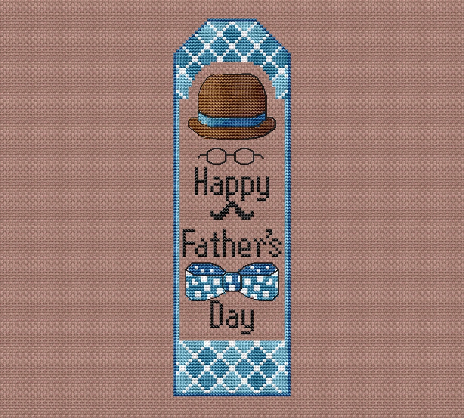 Happy Father's Day Bookmark Cross Stitch Pattern Instant | Etsy