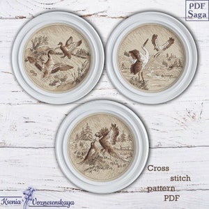 Cross stitch birds patern, round design ,nature cross stitch,love cross stitch, embroidery pattern