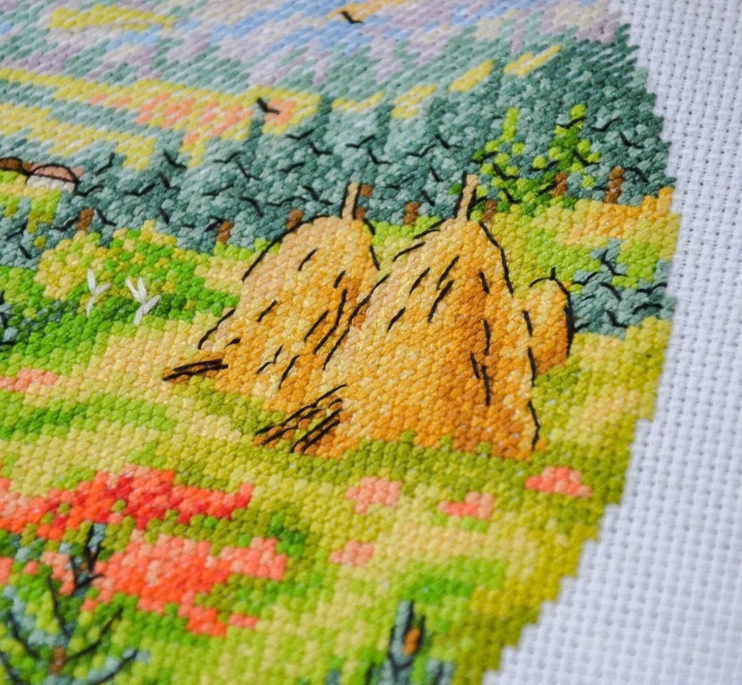 Mountains Cross Stitch Pattern: Forest Village Landscape (PDF Pattern ...