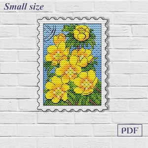 Counted Cross Stitch Bookmark Pattern: Mini Yellow Flowers on Plastic Canvas - Perfect for Springtime Reading