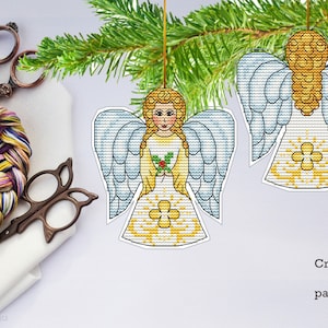 Christmas Angel with Holly Cross Stitch Pattern (PDF)