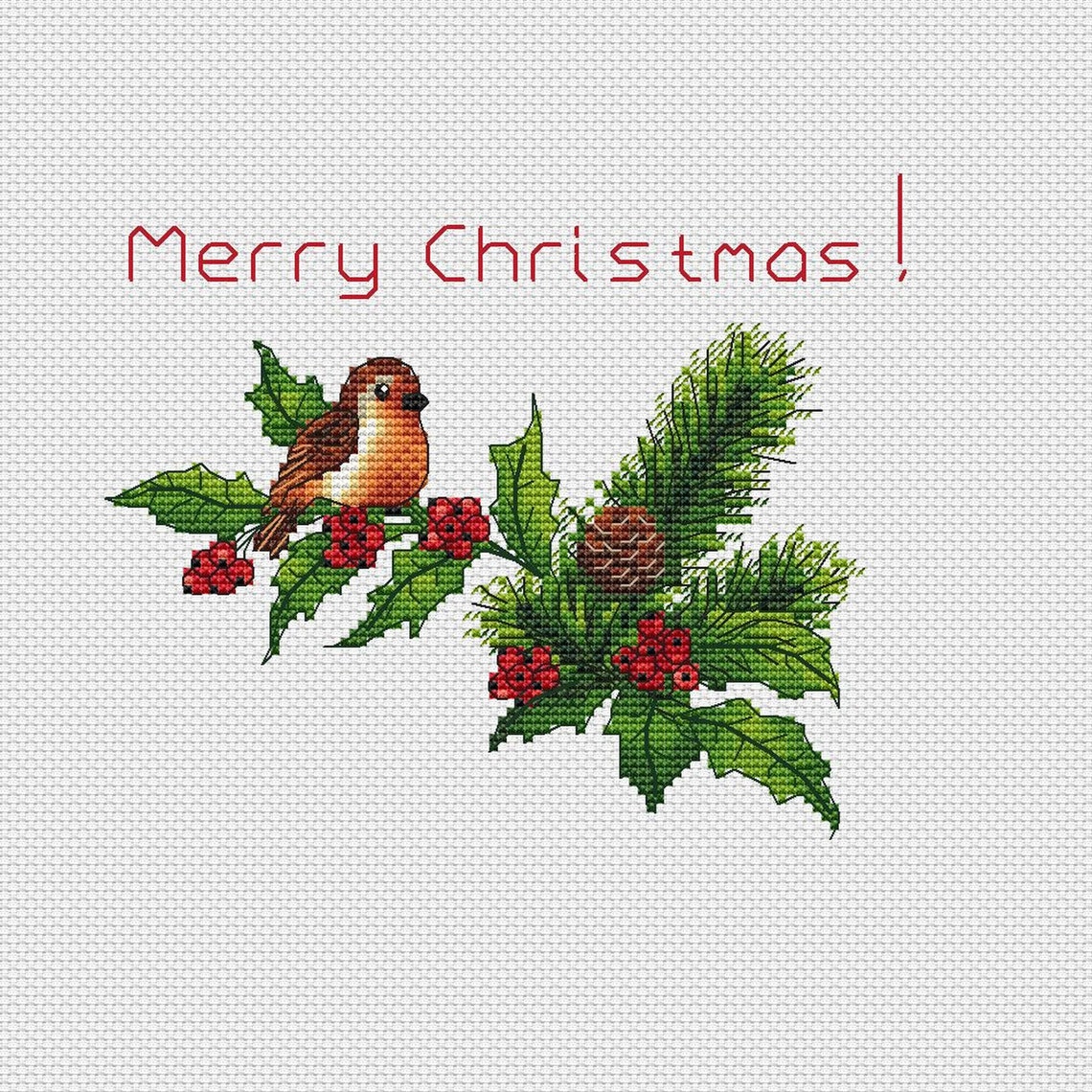 Merry Christmas cross stitch pattern embroidery design modern Etsy