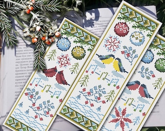 Christmas Birds Bookmark Cross Stitch Pattern (PDF)