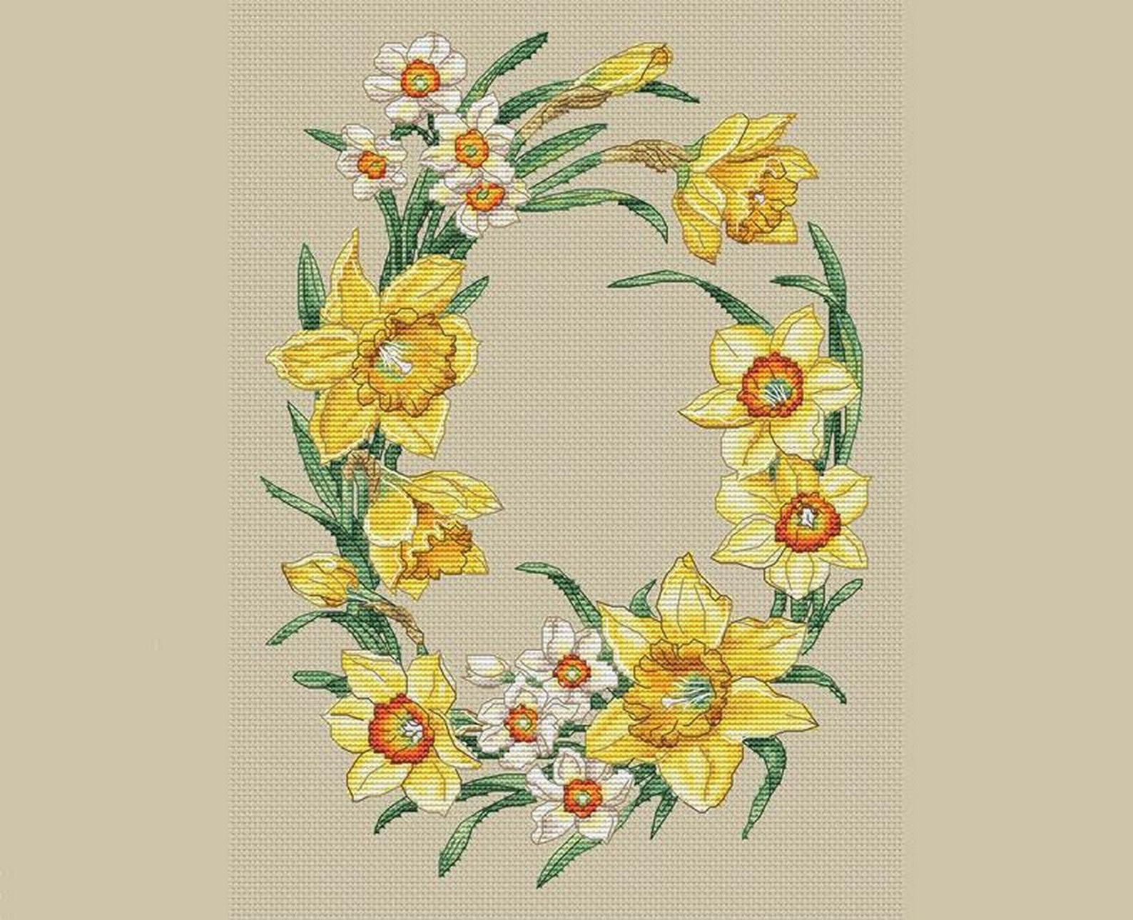 Daffodil Cross Stitch Pattern Instant Download Embroidery - Etsy