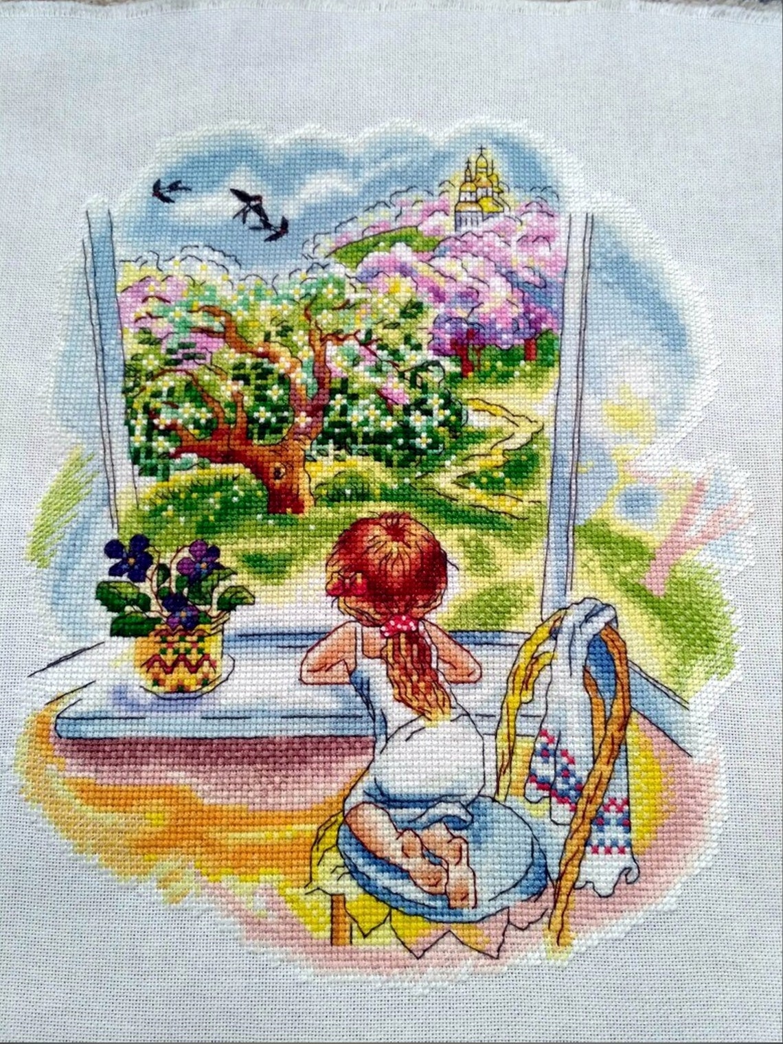 Little girl cross stitch pattern pdf embroidery design Etsy