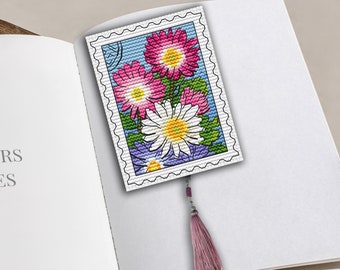 Floral Bookmark Cross Stitch Pattern: Anemone Flowers (PDF Pattern)