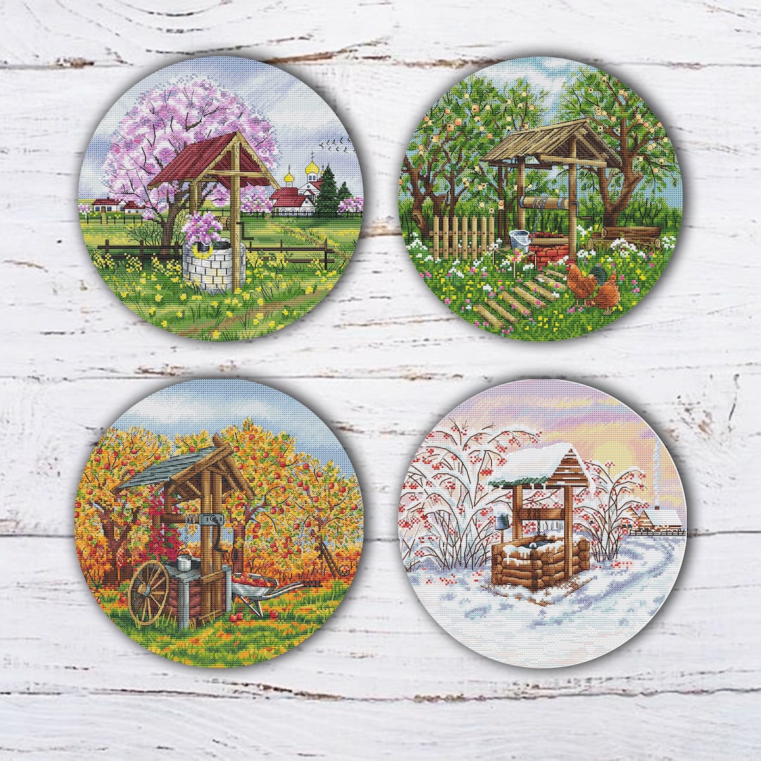 Four Seasons Cross Stitch Pattern PDF Spring summerautumn Etsy