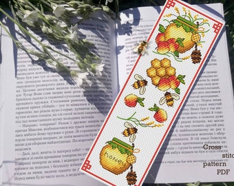 Honey Bee Bookmark Cross Stitch Pattern: Kids Nursery (Instant Download)
