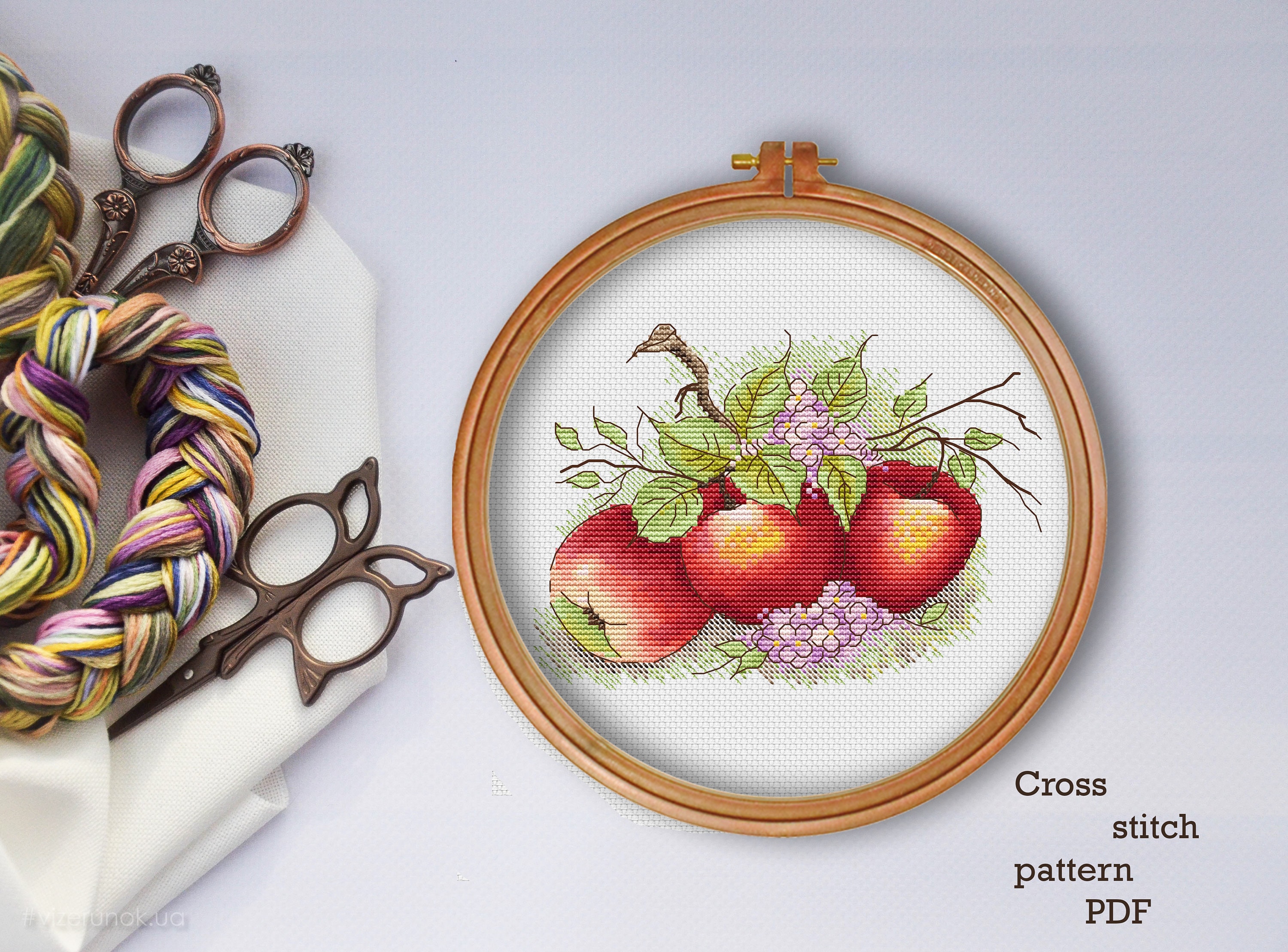 Apple Cross Stitch Pattern pdf embroidery design modern Etsy
