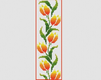 Floral Bookmark Cross Stitch Pattern: Bright Flowers (Instant Download)
