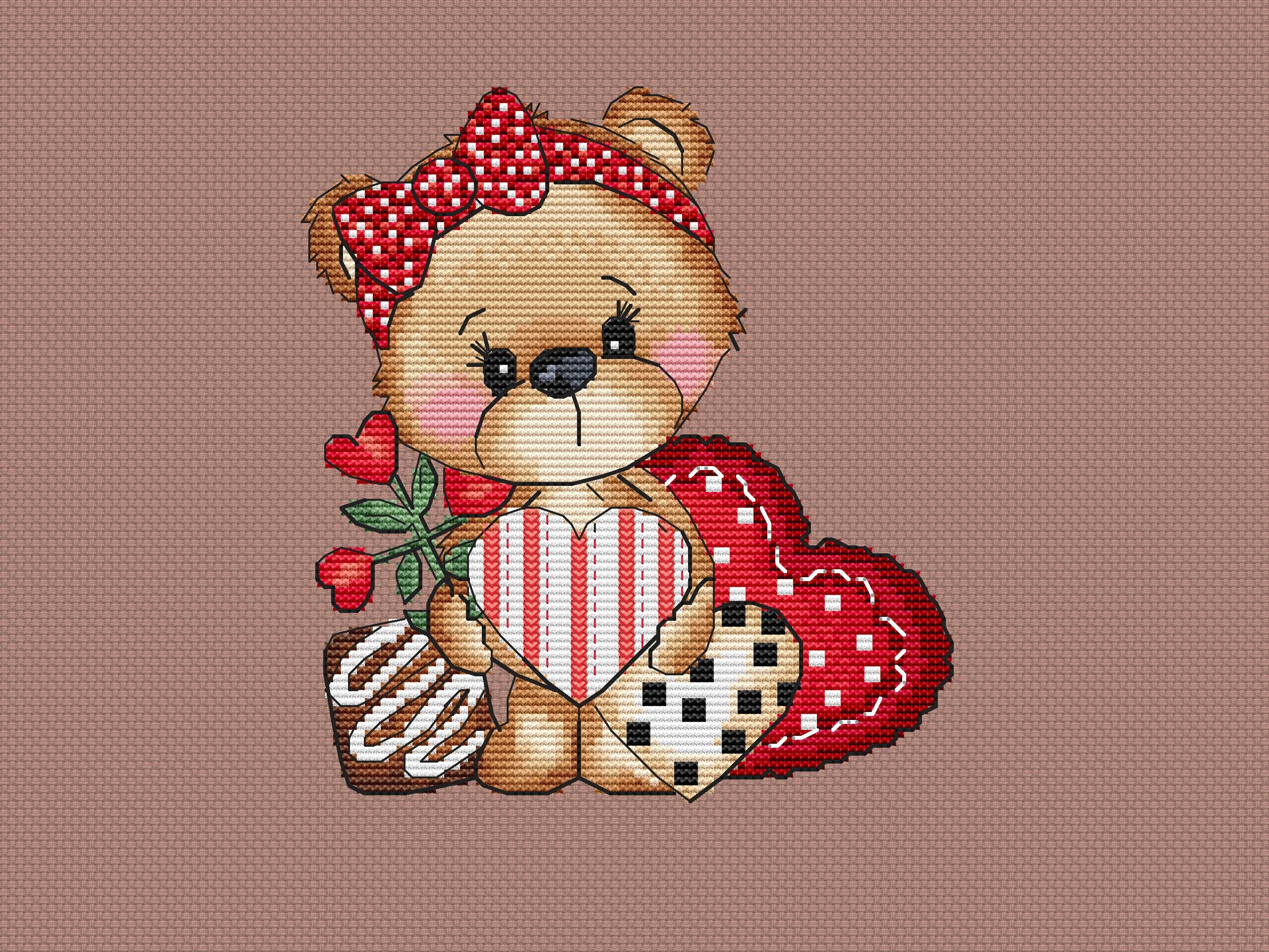 teddy-bear-cross-stitch-pattern-pdf-handmade-valentines-day-etsy