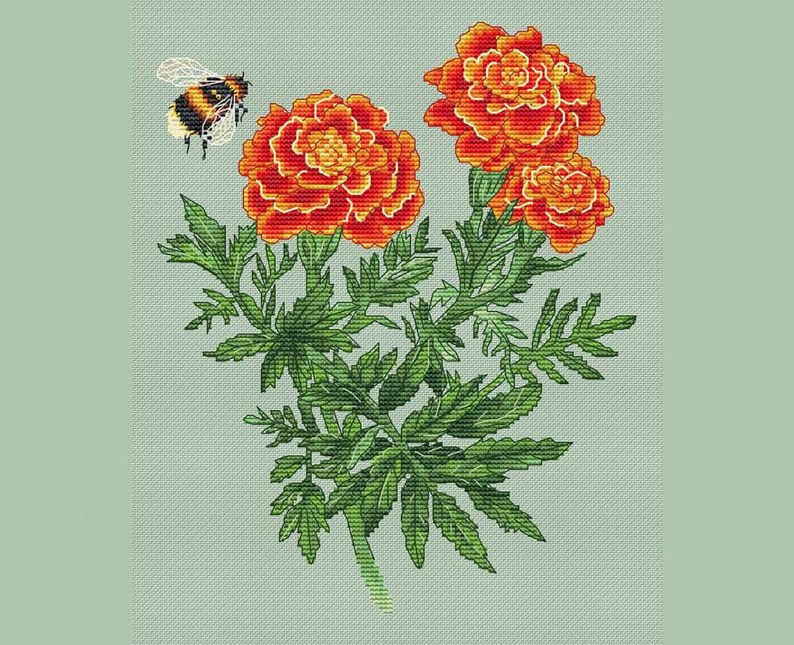 Marigold Cross Stitch Pattern Pdf Embroidery Design | Etsy