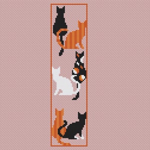 Cat bookmark cross stitch pattern , cute cross stitch , book lovers gift idea ,easy xstitch for beginners ,school diy, do it yourself imagem 6