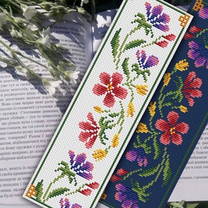 Wildflowers Bookmark Cross Stitch Pattern: Easy Floral Design (Digital Download)