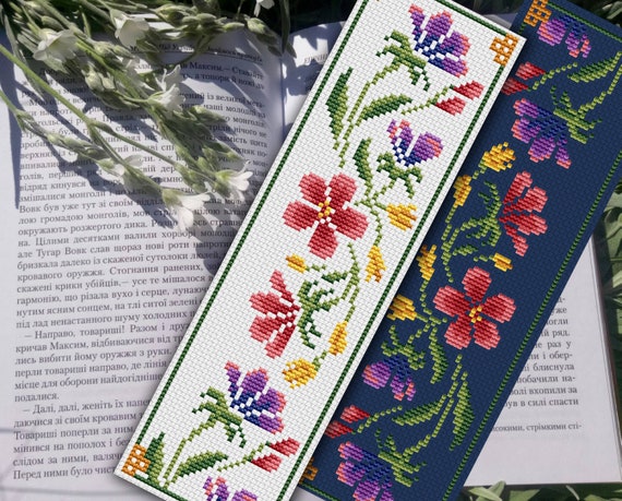 Bookmark Cross Stitch Pattern , Wildflowers Instant Download Book Cross  Stitch Cute Cross Stitch Easy Cross Stitch 