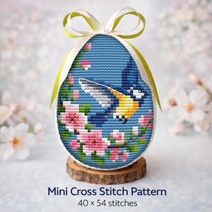Mini Easter Egg Cross Stitch Patterns, Spring Birds, Small Embroidery ...