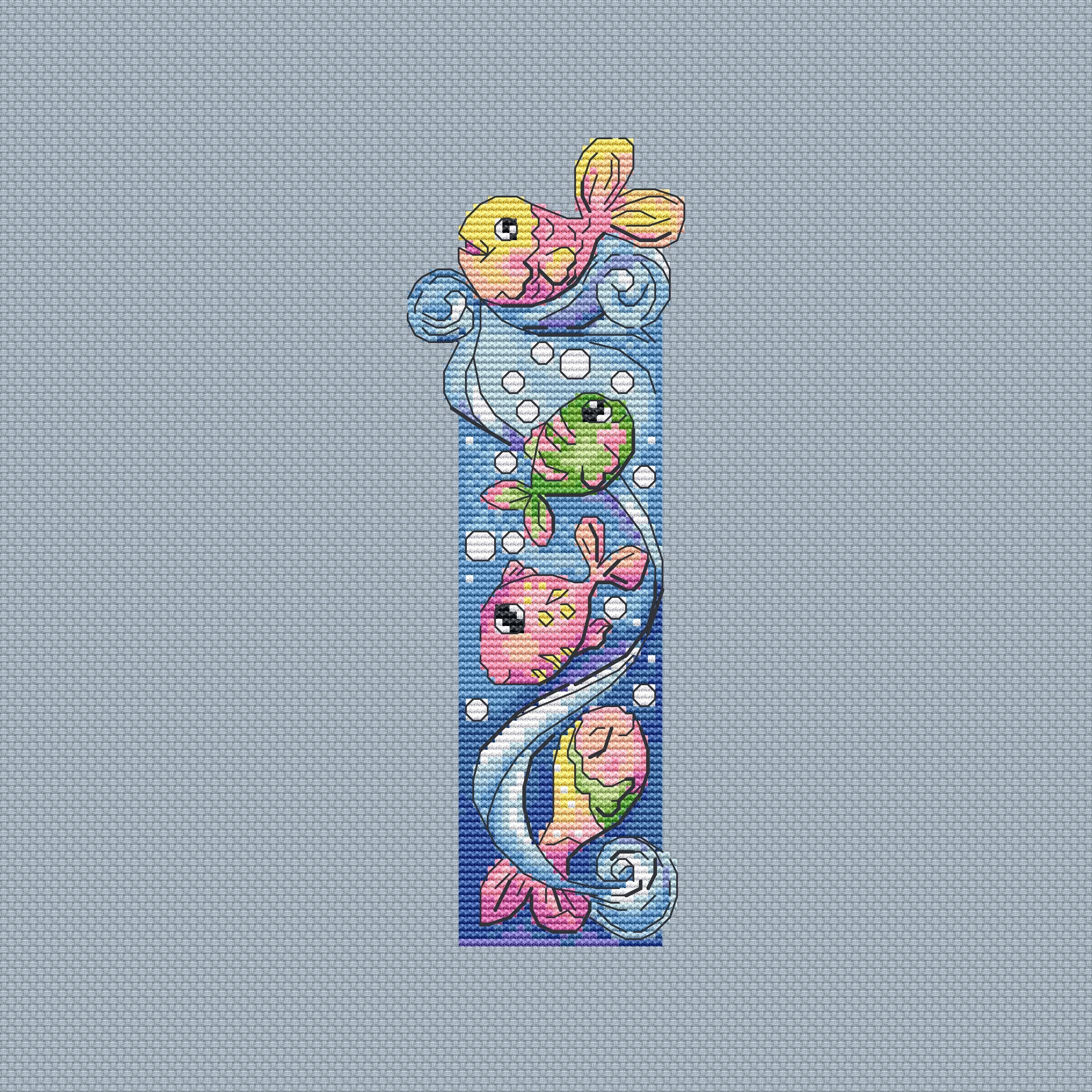 Fish Bookmark Pattern Tropical Fish Bookmark Cross Stitch Pattern – Ocean Waves (PDF Pattern ...