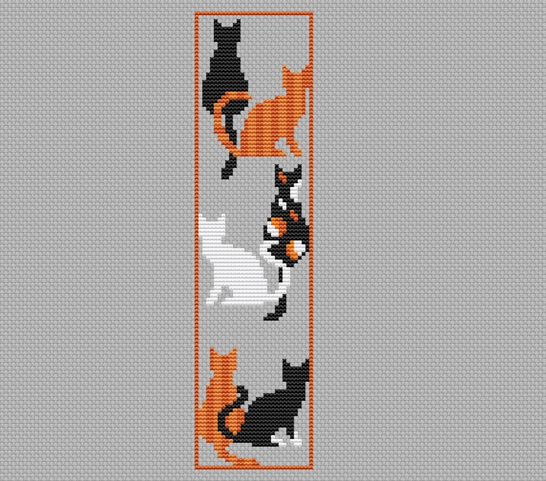 Cat bookmark cross stitch pattern , cute cross stitch , book lovers gift idea ,easy xstitch for beginners ,school diy, do it yourself imagem 7