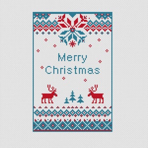 Weihnachten Kreuzstichmuster PDF – Skandinavische Ornamentvorlage – Nordische Feiertagsstickerei