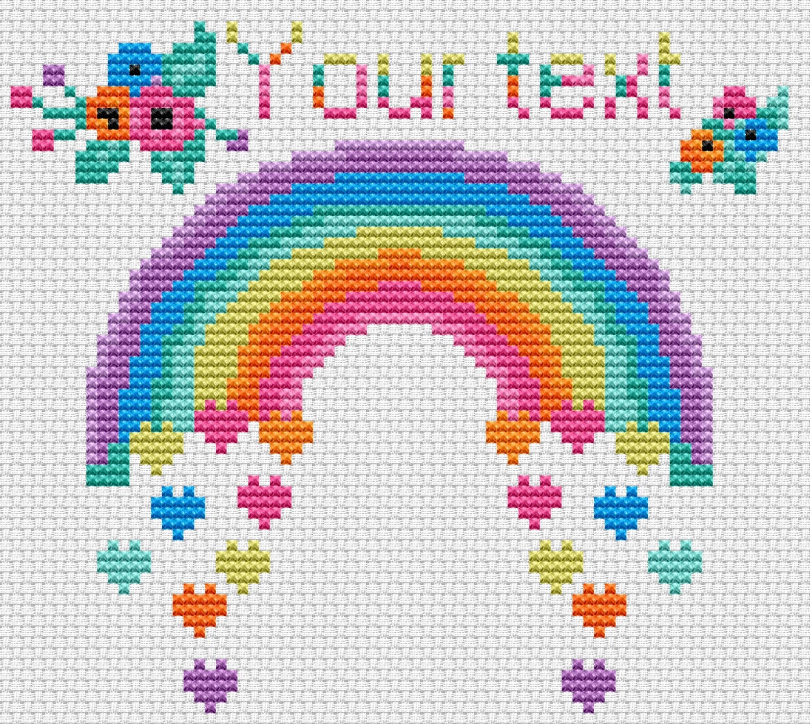 Custom baby cross stitch pattern Rainbow Birth Announcement Etsy